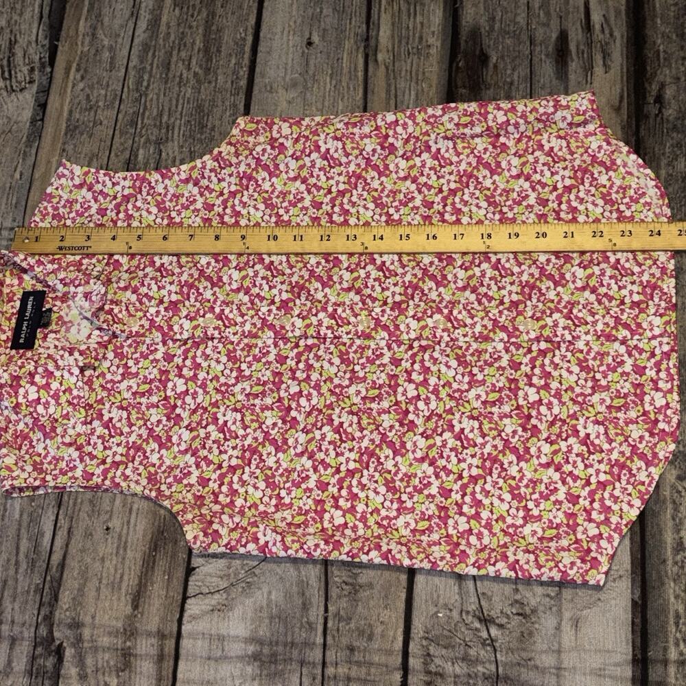 Ralph Lauren Polo Golf Top Women's Size 4 Sleeveless Button Cotton Floral Pink - Picture 6 of 7